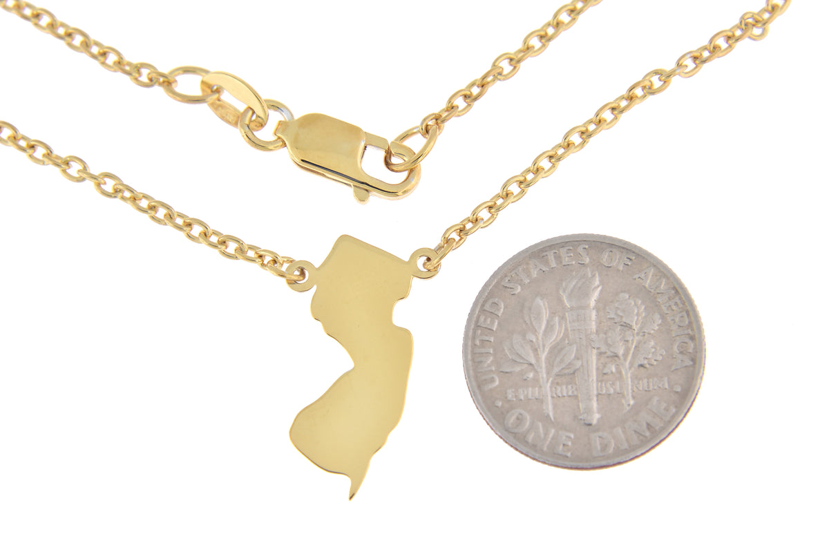 14k gold or sterling silver new jersey nj state name necklace personalized monogram