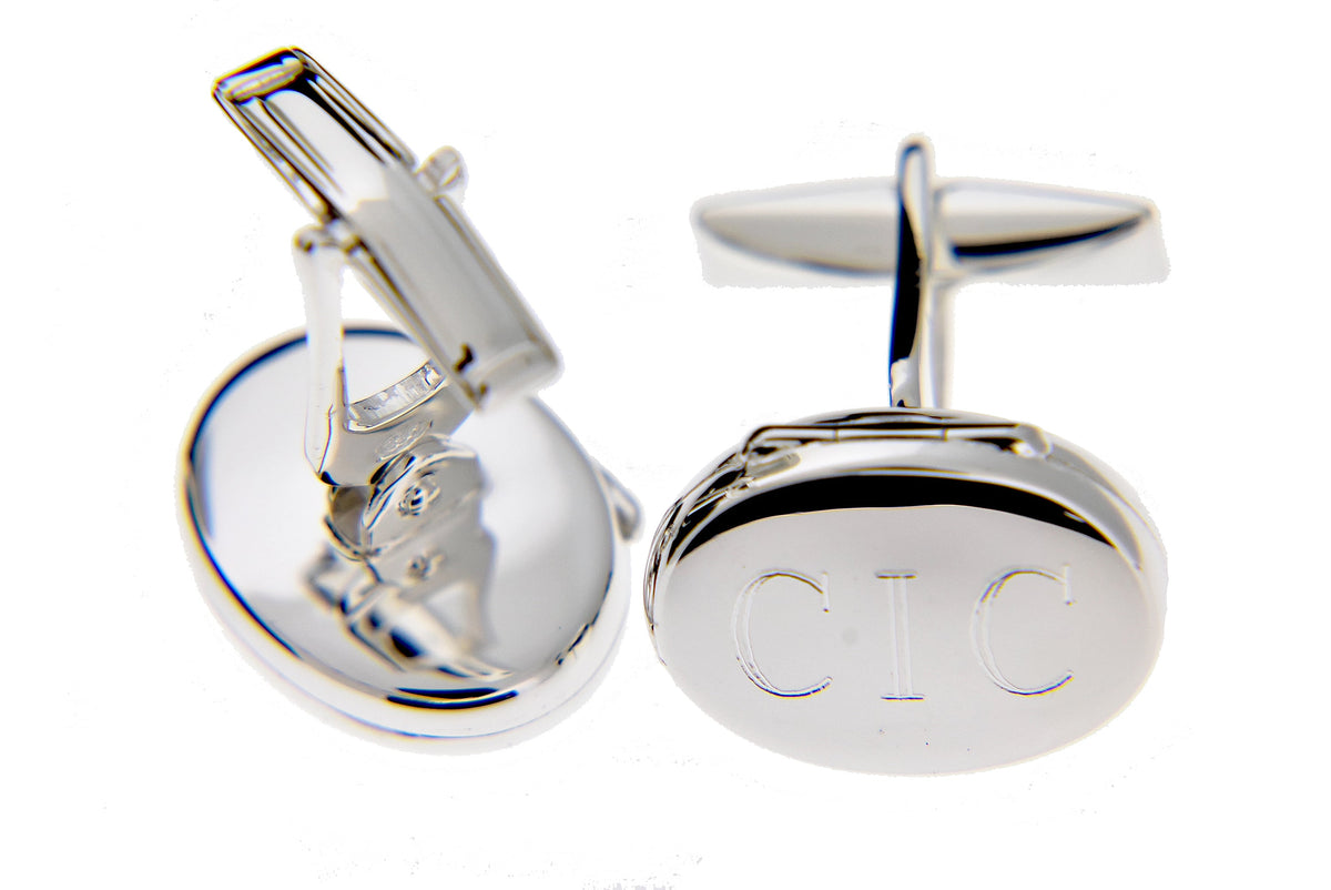 silver oval photo locket cufflinks cuff links engraved personalized monogram