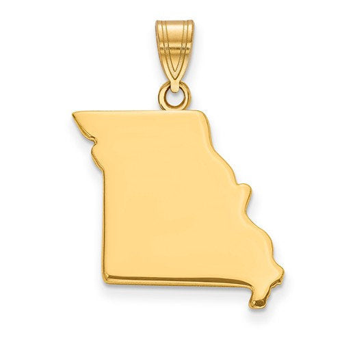 14K Gold or Sterling Silver Missouri MO State Map Pendant Charm Personalized Monogram