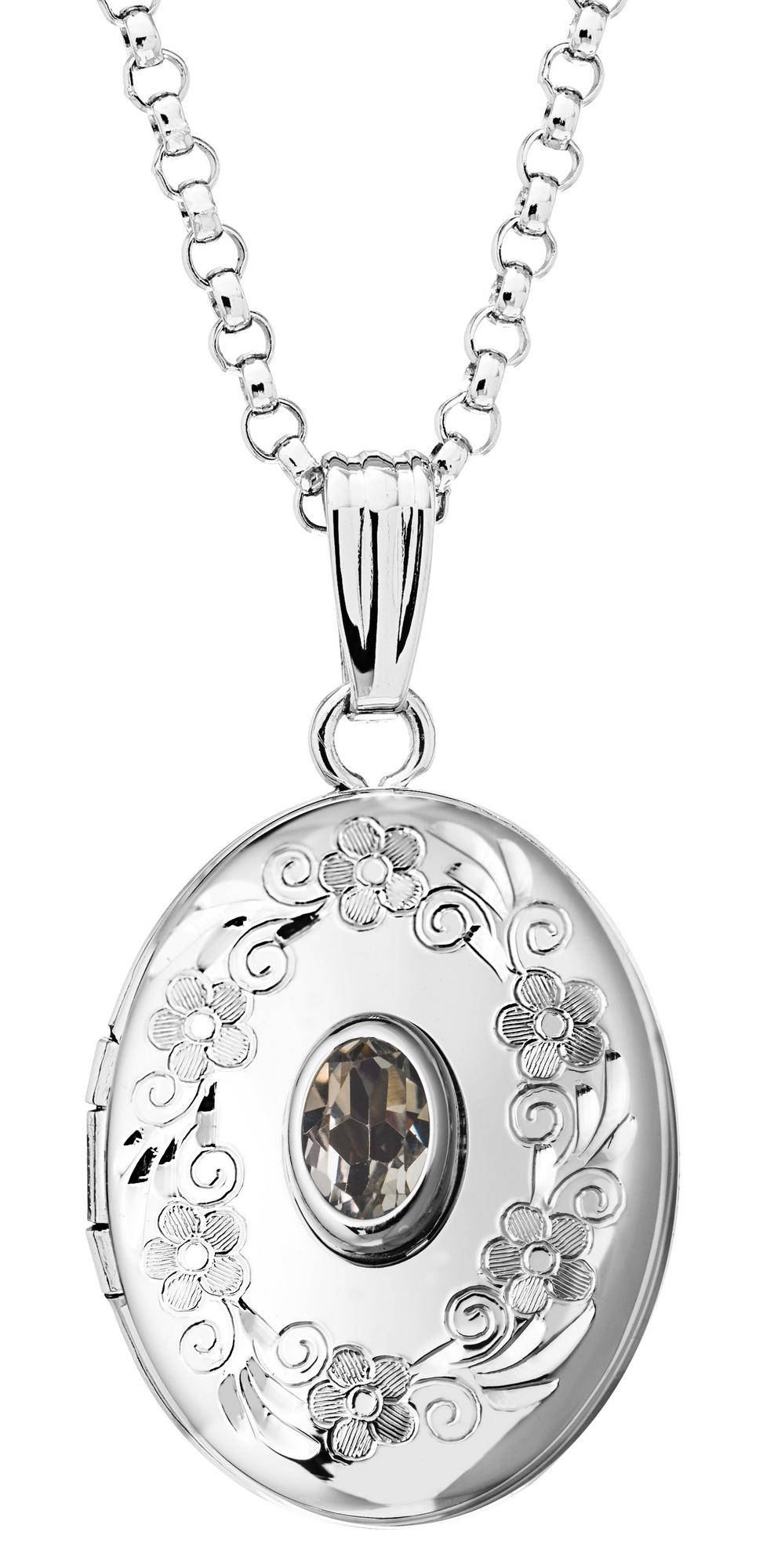 Sterling Silver Genuine Topaz Oval Locket Necklace March Birthstone Personalized Engraved Monogram