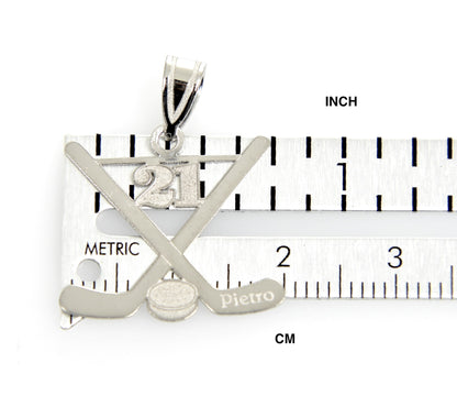 14k gold or sterling silver ice hockey personalized engraved pendant