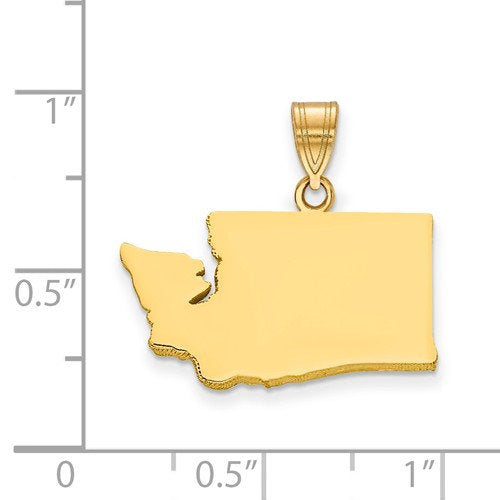 14K Gold or Sterling Silver Washington WA State Map Pendant Charm Personalized Monogram