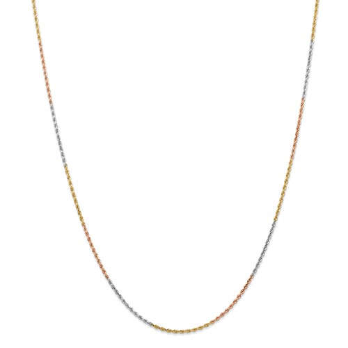 14k yellow white rose gold tri color 1.5mm diamond cut rope bracelet anklet choker necklace chain