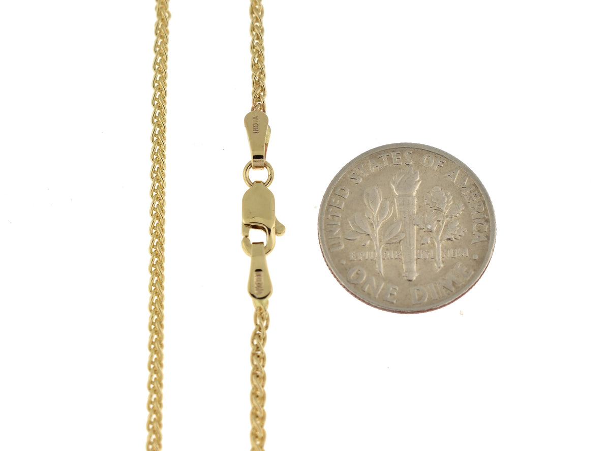 14k yellow gold 1.65mm spiga wheat bracelet anklet choker necklace pendant chain