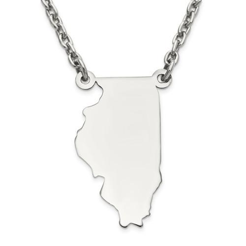 14k gold or sterling silver illinois il state name necklace personalized monogram