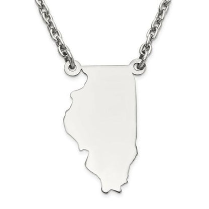 14k gold or sterling silver illinois il state name necklace personalized monogram