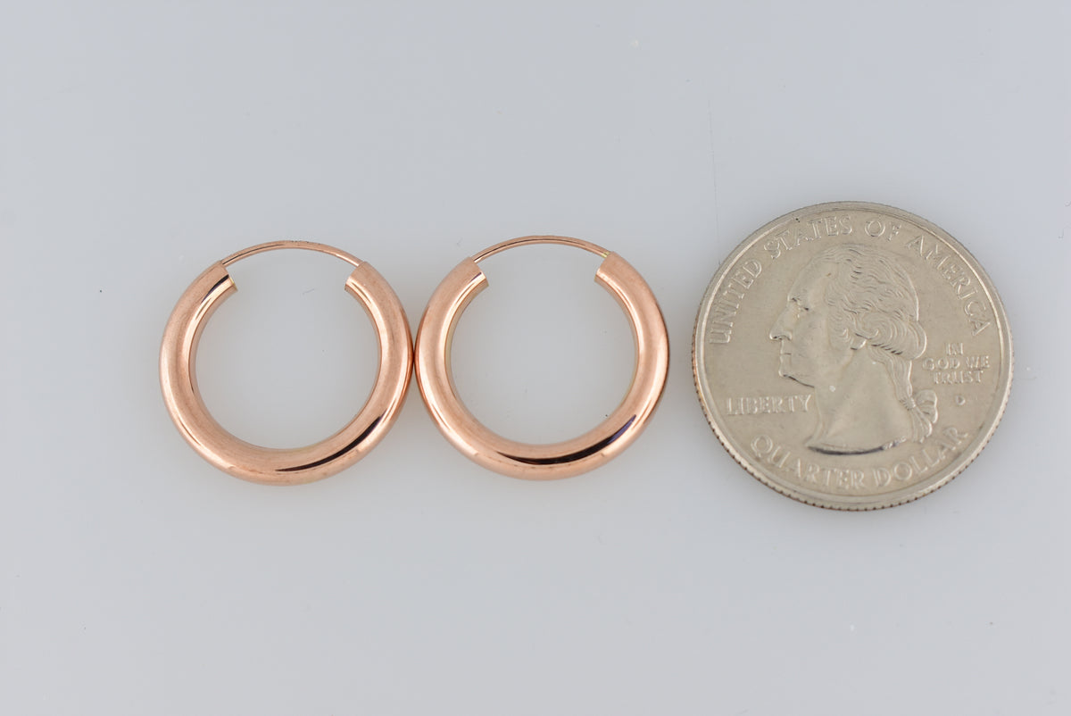 14k rose gold classic endless round hoop earrings 19mm x 2.75mm