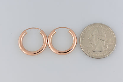 14k rose gold classic endless round hoop earrings 19mm x 2.75mm