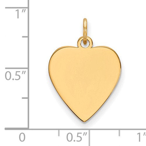 14k Yellow Gold 14mm Heart Disc Pendant Charm Personalized Monogram Engraved