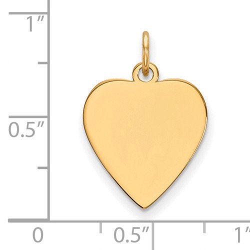 14k yellow gold 14mm heart disc pendant charm personalized monogram engraved