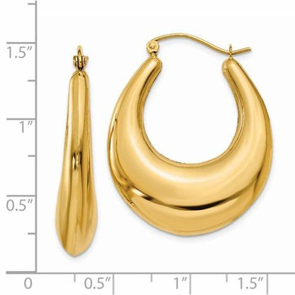 14k yellow gold classic fancy hoop earrings 26mm