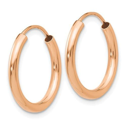 14k rose gold classic endless round hoop earrings 16mm x 2mm