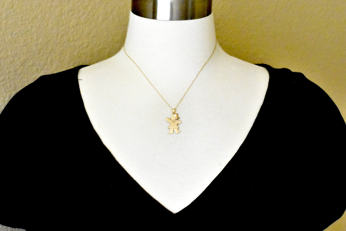 14k yellow gold girl with bow pendant charm personalized engraved monogram