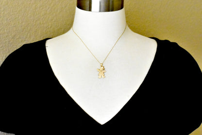 14k yellow gold girl with bow pendant charm personalized engraved monogram