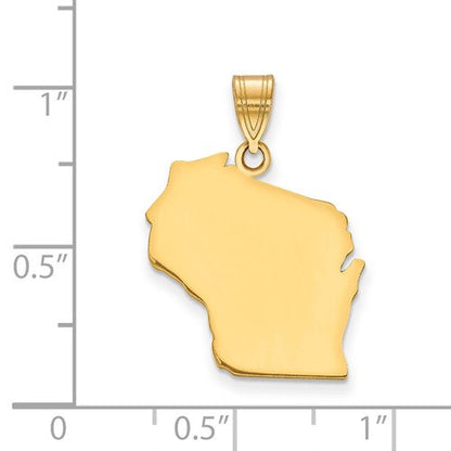14k gold or sterling silver wisconsin wi state map pendant charm personalized monogram