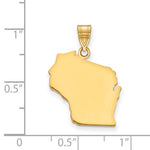 Load image into Gallery viewer, 14K Gold or Sterling Silver Wisconsin WI State Map Pendant Charm Personalized Monogram
