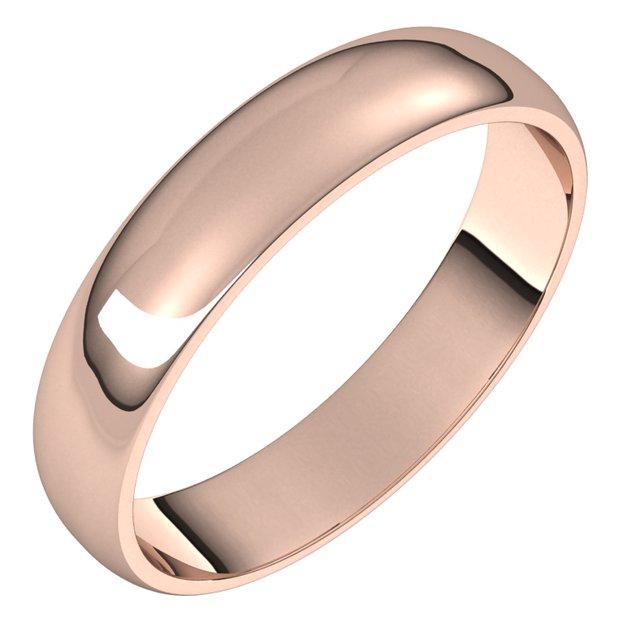 14k rose gold 4mm wedding anniversary promise ring band half round light
