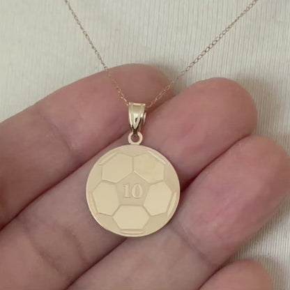 14k 10k Gold Sterling Silver Soccer Ball Personalized Engraved Pendant