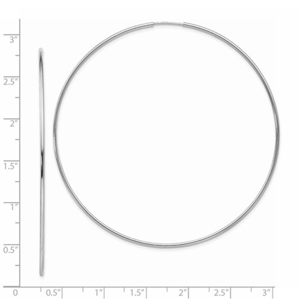 14k white gold extra large round endless hoop earrings 70mm x 1.20mm