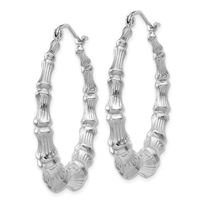 14k white gold bamboo hoop earrings 33mm