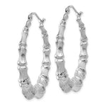 Load image into Gallery viewer, 14K White Gold Bamboo Hoop Earrings 33mm
