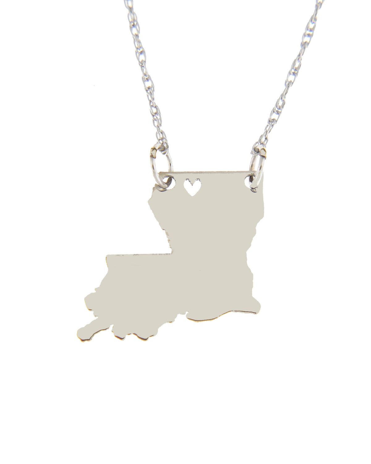 14k gold 10k gold silver louisiana state map necklace heart personalized city