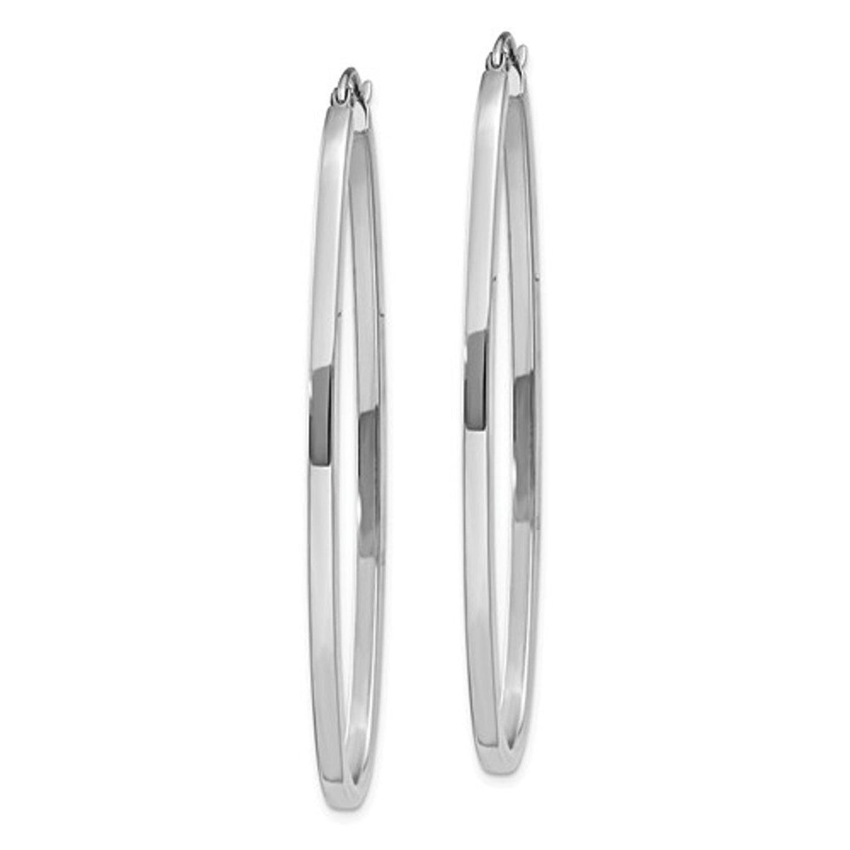 14k white gold classic large oval hoop earrings 50mm x 21mm x 2mm