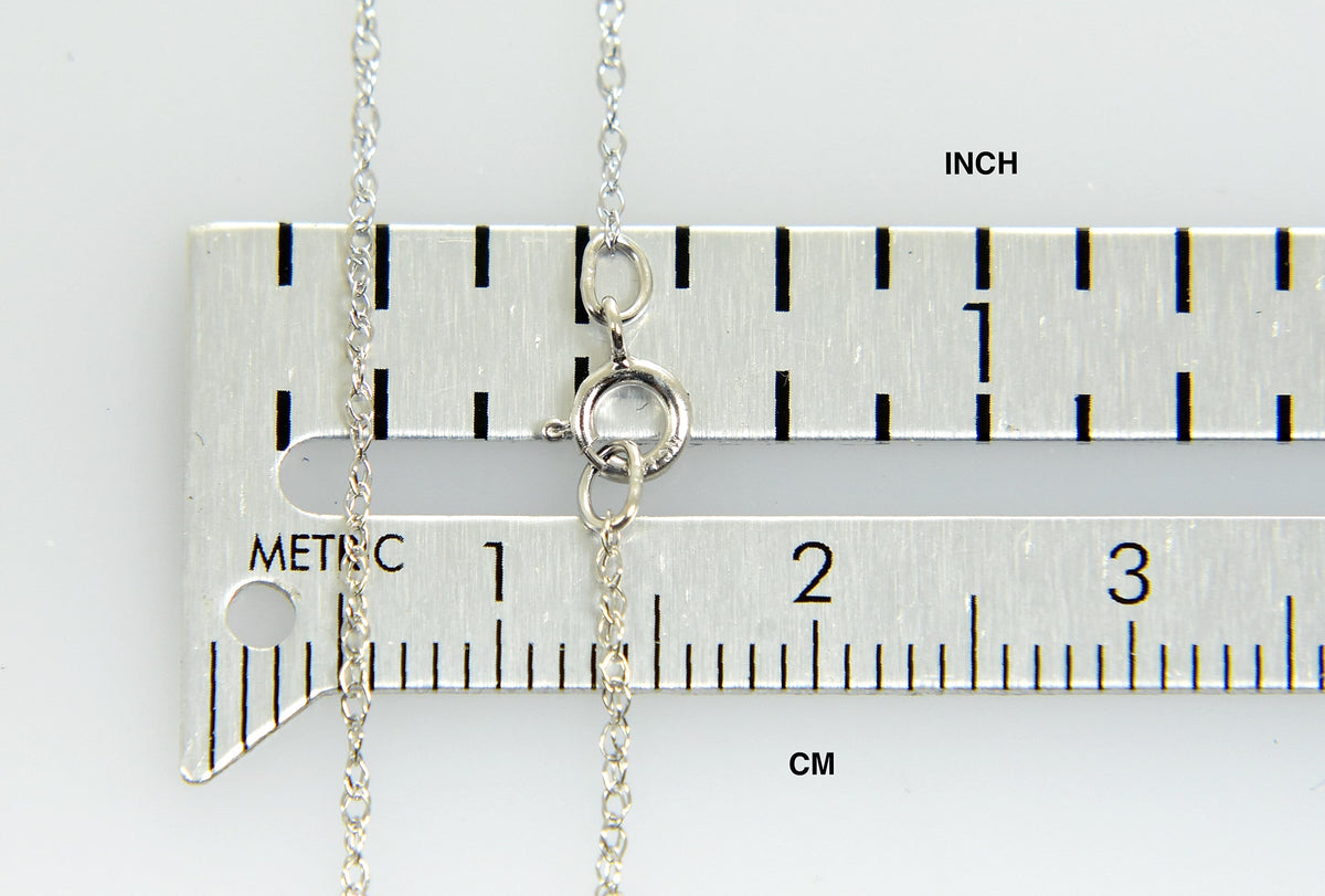14k white gold 0.6mm cable rope necklace choker pendant chain
