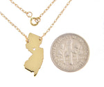 Ladda upp bild till gallerivisning, 14k Gold 10k Gold Silver New Jersey NJ State Map Necklace Heart Personalized City
