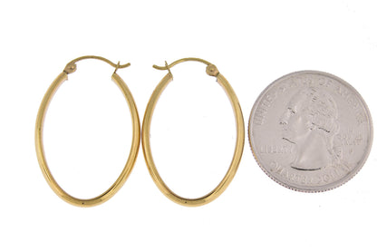 14k yellow gold classic polished oval hoop earrings 29mm x 21mm x 3mm