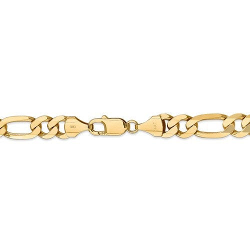 14K Yellow Gold 8.75mm Flat Figaro Bracelet Anklet Choker Pendant Necklace Chain