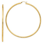 Charger l&#39;image dans la galerie, 14K Yellow Gold 3.35 inch Diameter Extra Large Giant Gigantic Diamond Cut Round Classic Hoop Earrings Lightweight 85mm x 3mm
