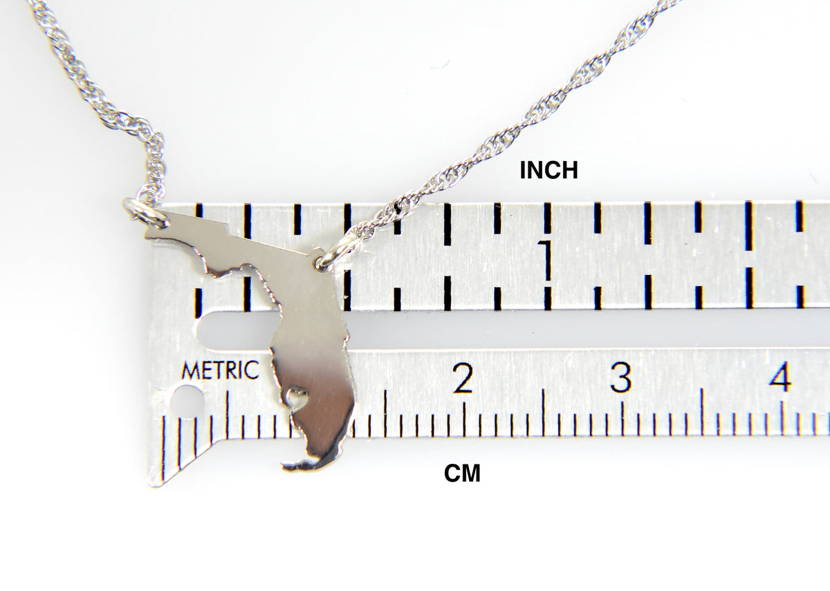 14k gold 10k gold silver florida fl state map necklace heart personalized city