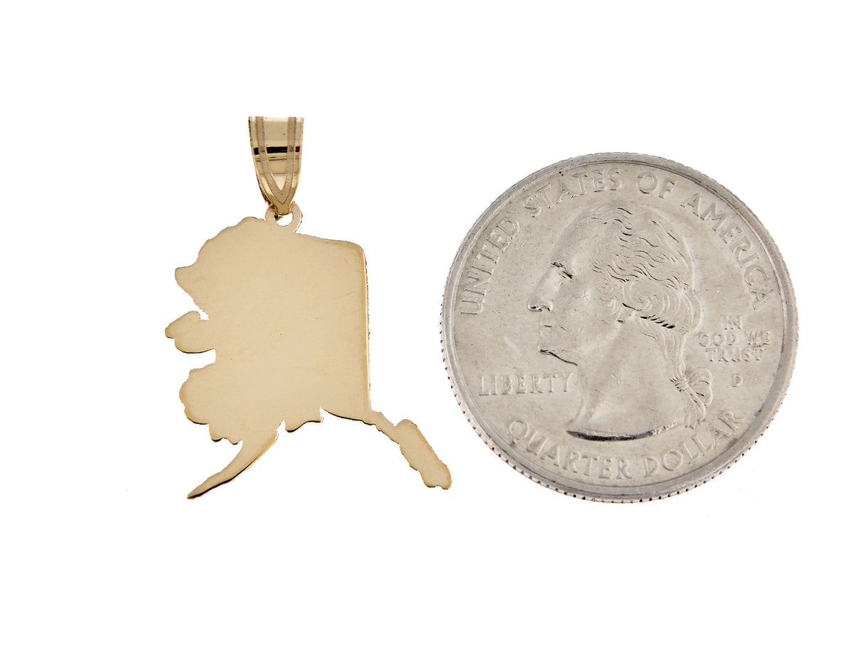 14k gold or sterling silver alaska ak state pendant charm personalized monogram