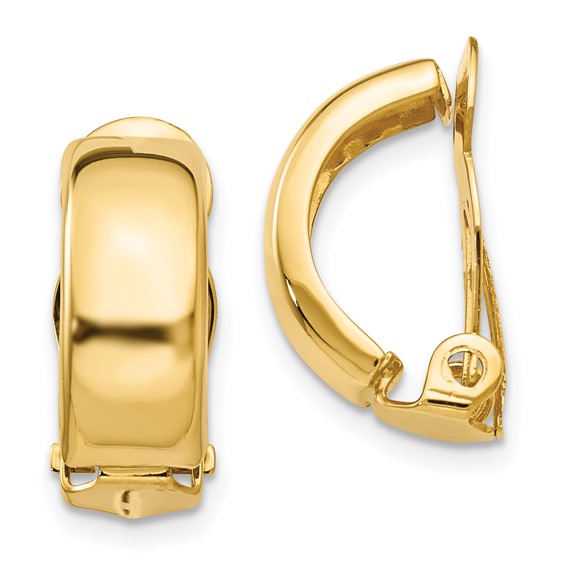 14k yellow gold non pierced clip on j hoop earrings