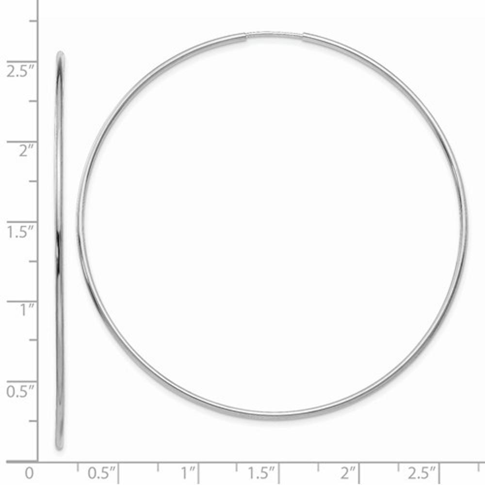 14k white gold extra large round endless hoop earrings 67mm x 1.20mm