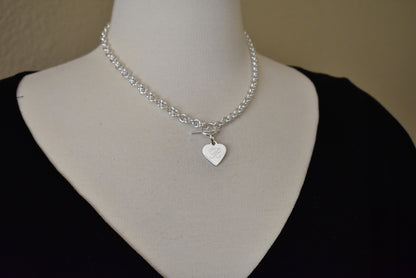 sterling silver heavyweight heart tag charm toggle necklace or bracelet custom engraved personalized monogram