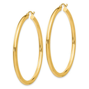 14K Yellow Gold Classic Round Hoop Earrings 50mm x 3mm