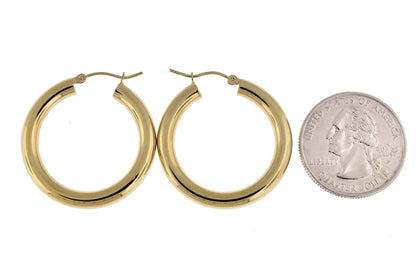14k yellow gold classic lightweight round hoop earrings 29mmx4mm