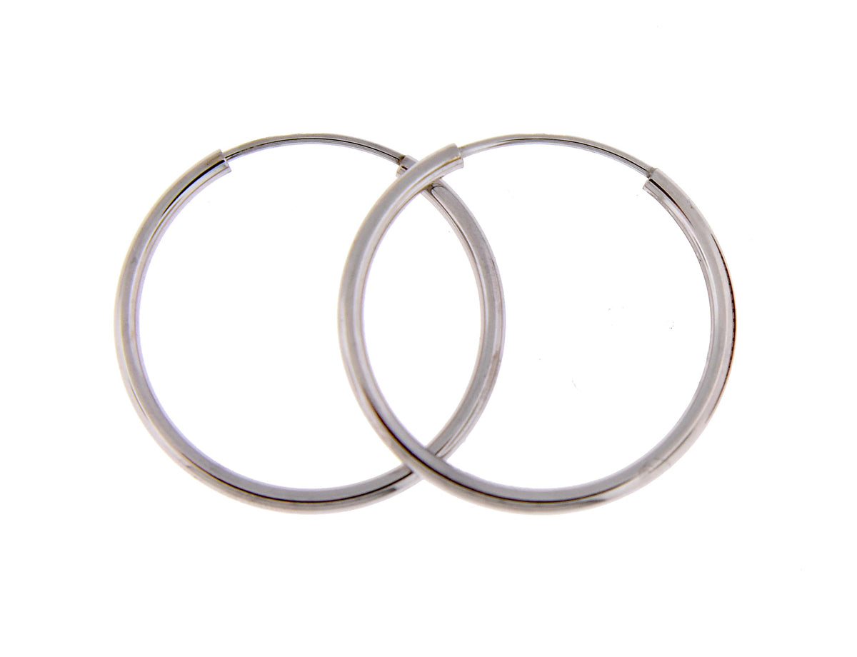 14k white gold classic endless round hoop earrings 21mm x 1.5mm
