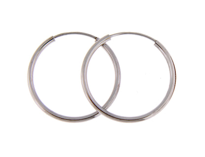 14k white gold classic endless round hoop earrings 21mm x 1.5mm