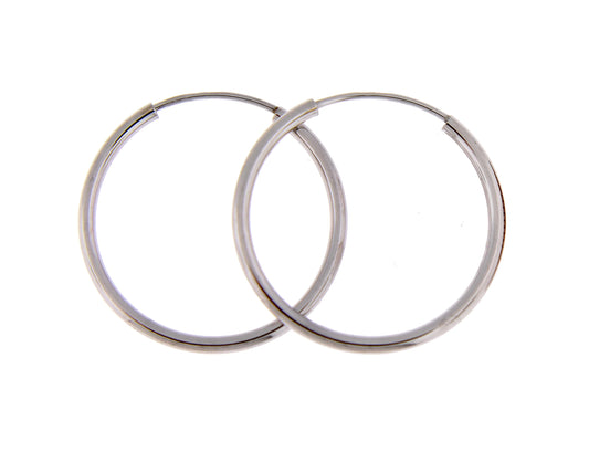 14k white gold classic endless round hoop earrings 21mm x 1.5mm
