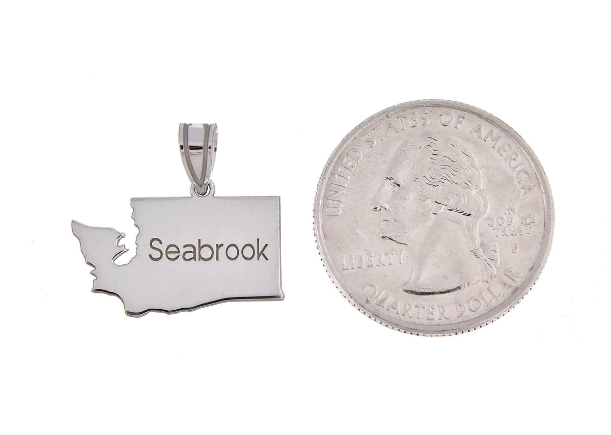 14k gold or sterling silver washington wa state map pendant charm personalized monogram