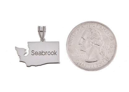 14k gold or sterling silver washington wa state map pendant charm personalized monogram