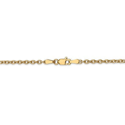 14k yellow gold 2.4mm round open link cable bracelet anklet choker necklace pendant chain