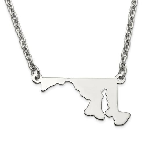 14k gold or sterling silver maryland md state name necklace personalized monogram