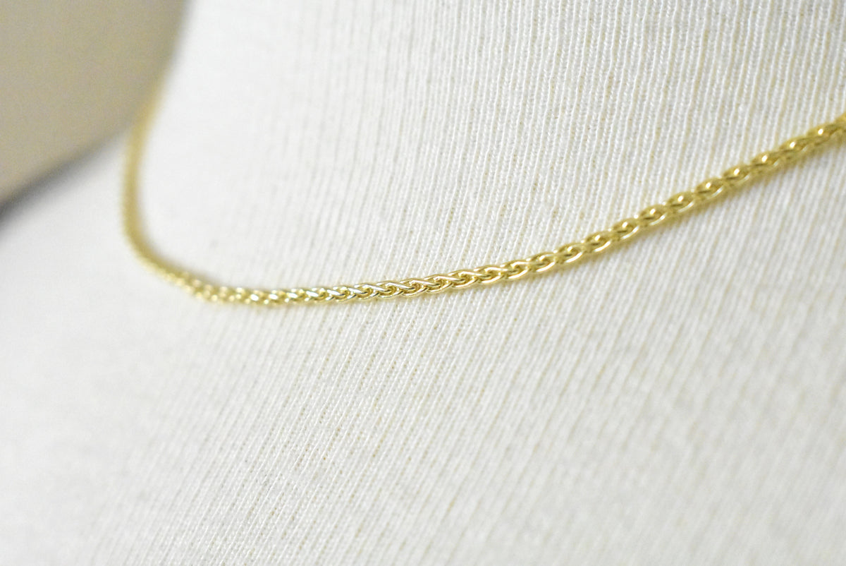 14k yellow gold 1.5mm parisian wheat bracelet anklet choker necklace pendant chain