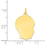 Afbeelding in Gallery-weergave laden, 10K Solid Yellow Gold 17mm Boy Head Facing Right Silhouette Engravable Disc Pendant Charm Engraved Personalized Monogram
