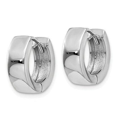 14k white gold classic huggie hinged hoop earrings 13mm x 4mm