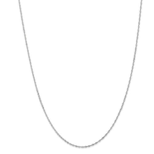 14k white gold 1.10mm singapore twisted bracelet anklet choker necklace pendant chain spring ring clasp